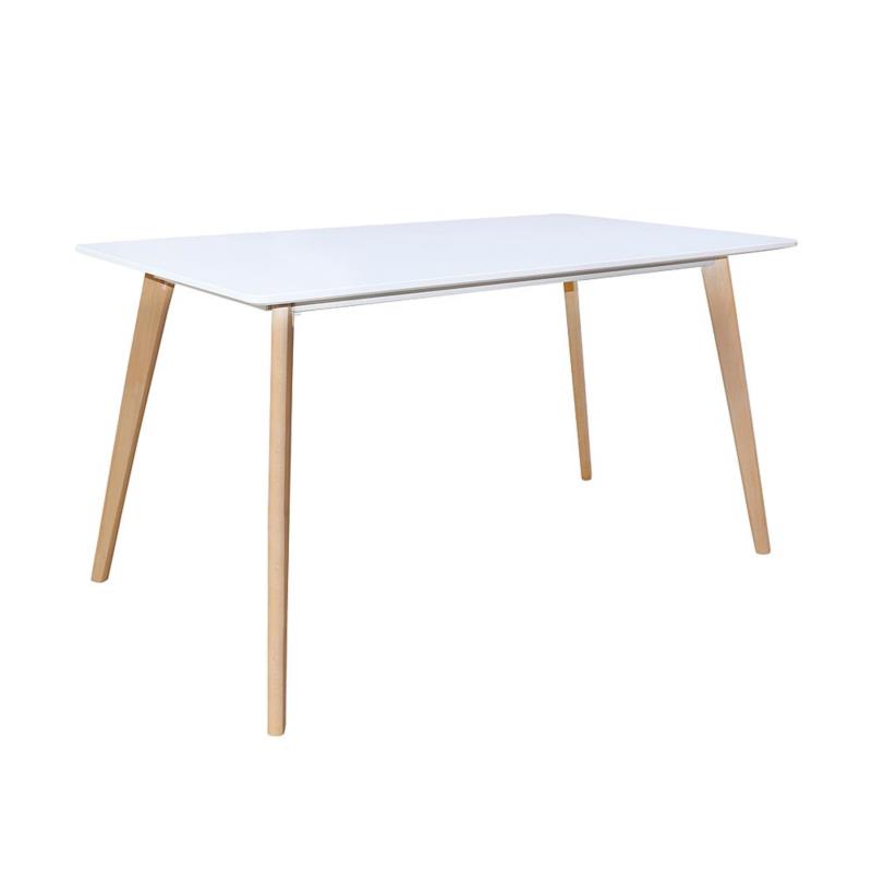 Τραπέζι MDF Φυσικό/Λευκό Ξύλο 140x80 Υ75cm