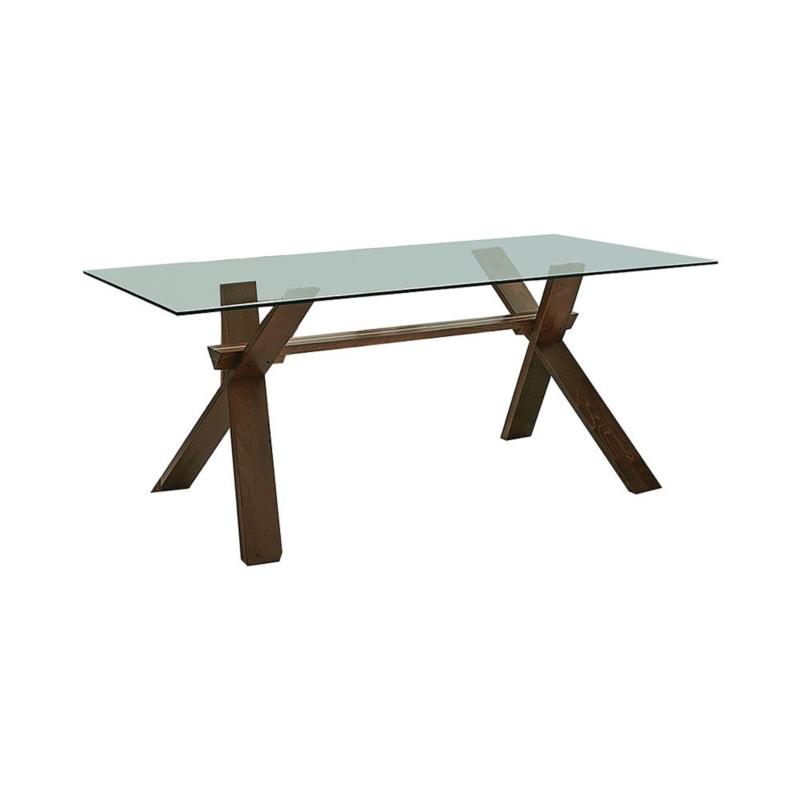Τραπέζι PELLA Καρυδί Σκούρο Ξύλο/Γυαλί 150x90x75cm