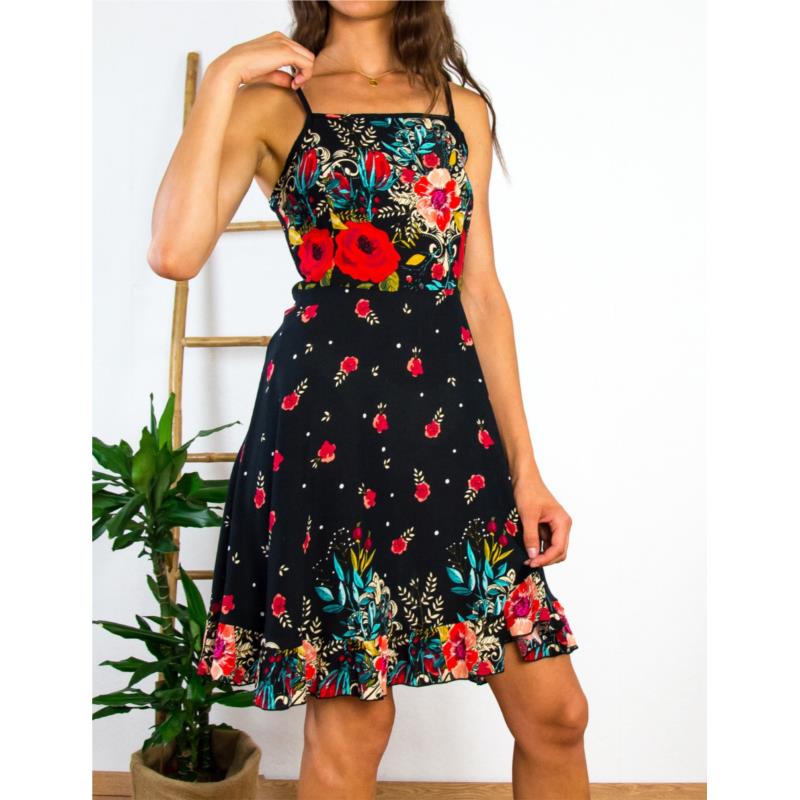 Lipsy Γυναικείο μαύρο floral φόρεμα 1210621