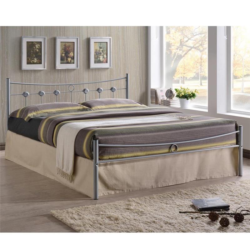 Κρεβάτι Διπλό DUGAN Ασημί Μέταλλο 145x195x83cm (Στρώμα 140x190)