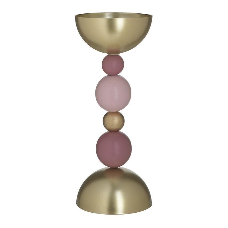 Κηροπήγιο Μεταλλικό Χρυσό-Ροζ inart 10x10x26εκ. 3-70-874-0068 (Υλικό: Μεταλλικό, Χρώμα: Ροζ) - inart - 3-70-874-0068