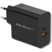 QOLTEC CHARGER 63W 5-20V 1.5-3A USB TYPE C PD USB QC 3.0 BLACK