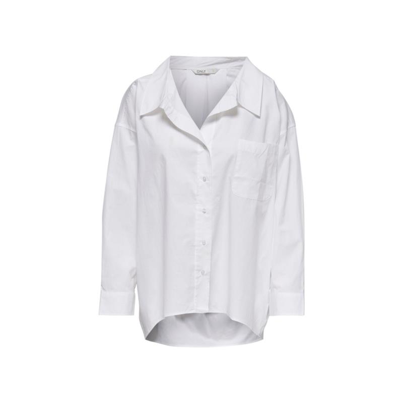 ONLY γυναικείο πουκάμισο με ασύμμετρο τελείωμα - 15240042 - Άσπρο