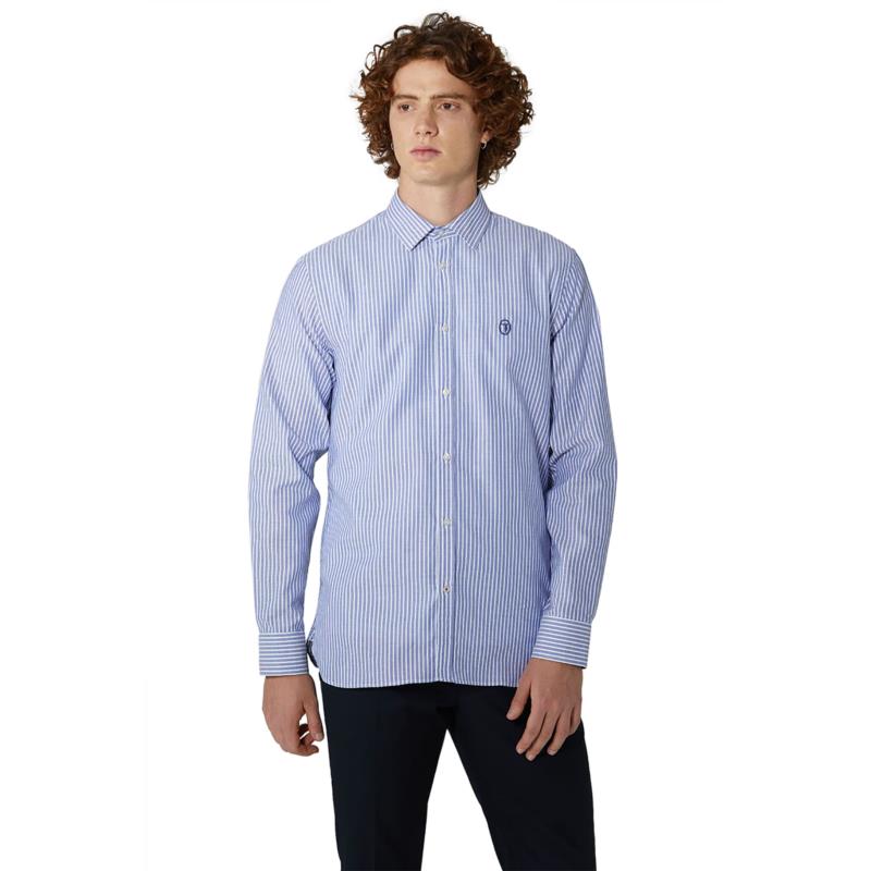 Trussardi Jeans ανδρικό πουκάμισο ριγέ Regular Fit - 52C00161-1T004325 - Γαλάζιο