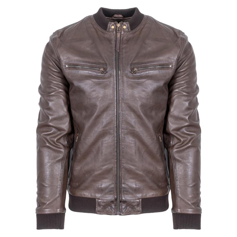 Prince Oliver Δερμάτινο Bomber Καφέ Σκούρο 100% Leather Jacket (Modern Fit) New Arrival