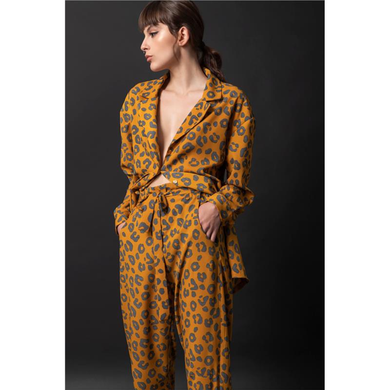 Helmi γυναικείο πουκάμισο με all-over leopard print - 48-02-007 - Πορτοκαλί