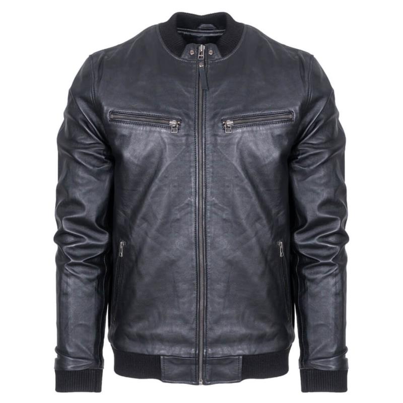 Prince Oliver Δερμάτινο Bomber Μαύρο 100% Leather Jacket (Modern Fit) New Arrival
