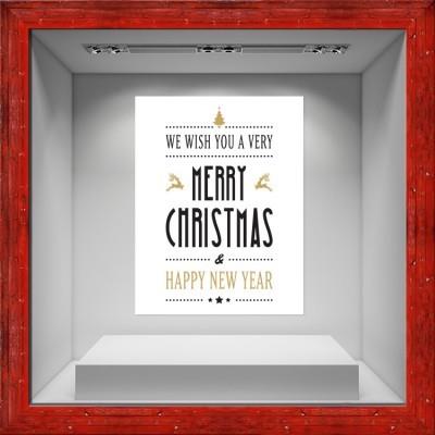 We wish You Gold-Black Χριστουγεννιάτικα Αυτοκόλλητα βιτρίνας 80 x 103 εκ.