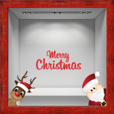 Santa claus & Deer Χριστουγεννιάτικα Αυτοκόλλητα βιτρίνας 80 x 28 εκ.