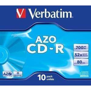 VERBATIM CD-R 80MIN - 700 MB 52X DLP AZO JEWEL CASE 10PCS