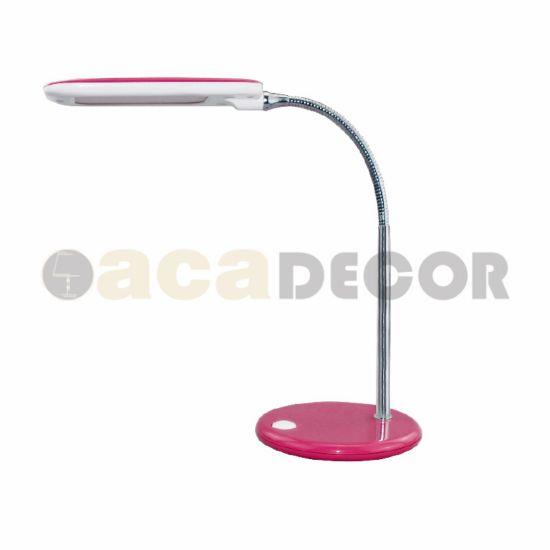 ACA Φωτιστικό Γραφείου LED Πλαστικό Ροζ με Εύκαμπτο Βραχίονα Φ13x47.5cm Φυσικό Λευκό 15205LEDPK