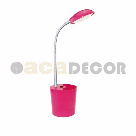 ACA Φωτιστικό Γραφείου LED Φυσικό Λευκό ''HULLEN'' Πλαστικό Ροζ με Μολυβοθήκη Φ11x49cm 16035LEDPK