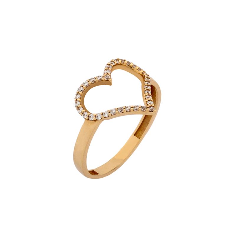 Χρυσό δαχτυλίδι 14Κ σε σχήμα καρδιάς XD00036 - No 57