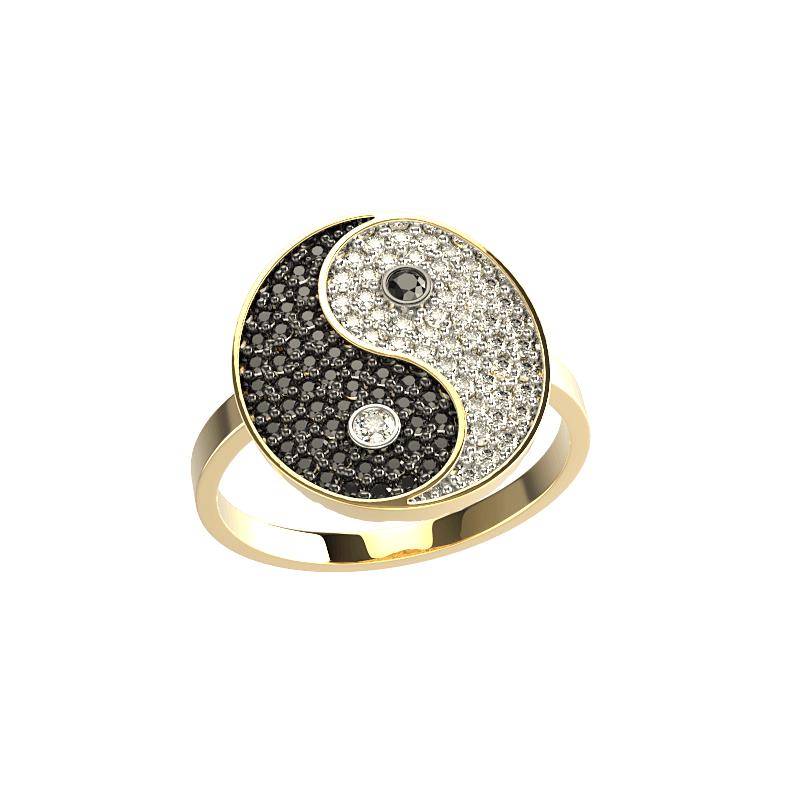 Δαχτυλίδι Yin Yang με πέτρες Ζιργκόν K 9