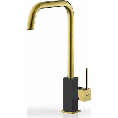 Μπαταρία Κουζίνας Πάγκου, Adelita PVD Inox Gold & Pearl Black, Pyramis