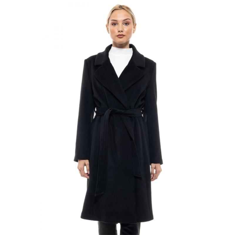 ΓΥΝΑΙΚΕΙΑ ΜΠΟΥΦΑΝ Splendid fashion γυναικείο μακρύ παλτό ΜΑΥΡΟ 46-101-009