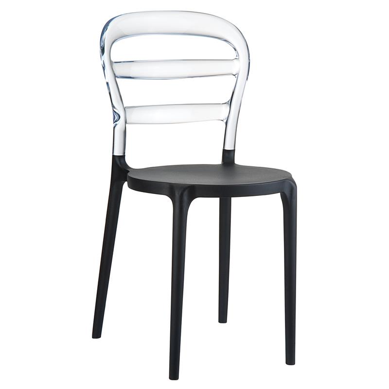 Καρέκλα Στοιβαζόμενη BIBI Μαύρο/Διάφανο PP/Ακρυλικό 42x50x85cm