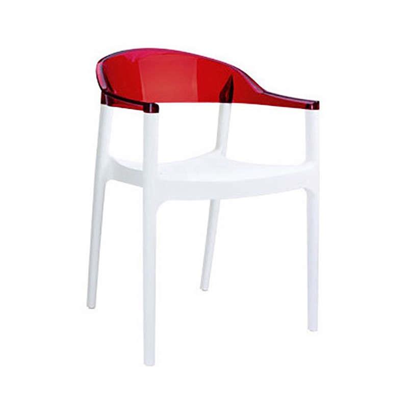 Πολυθρόνα Στοιβαζόμενη CARMEN Λευκό/Κόκκινο PP/Ακρυλικό 54x51x80cm