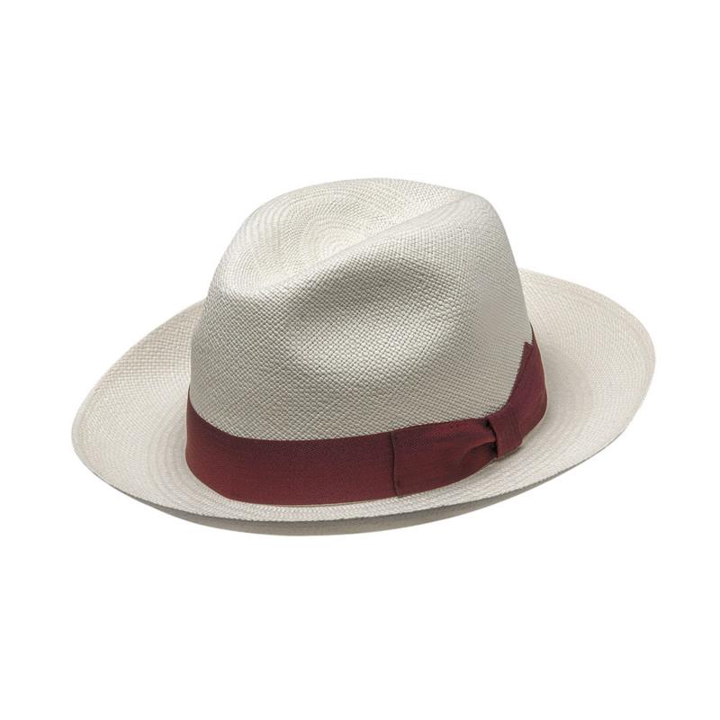 Feather Panama Hat | Karfil Hats Maroon