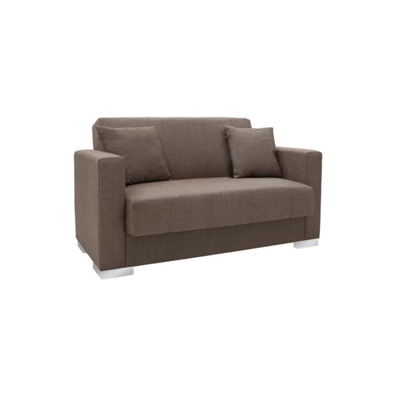 Καναπές-κρεβάτι "INGRID" διθέσιος από ύφασμα σε μπεζ καφέ χρώμα 148x83x83
