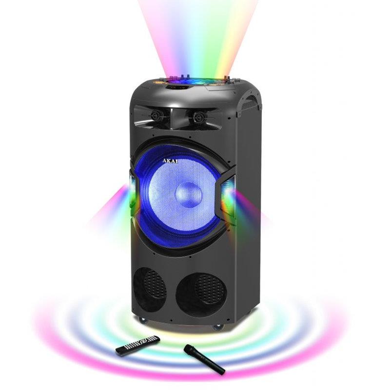 Ηχείο Bluetooth Φορητό Karaoke Party Με Μίκτη LED Και Ασύρματο Μικρόφωνο 120W AKAI DJ-BY4L
