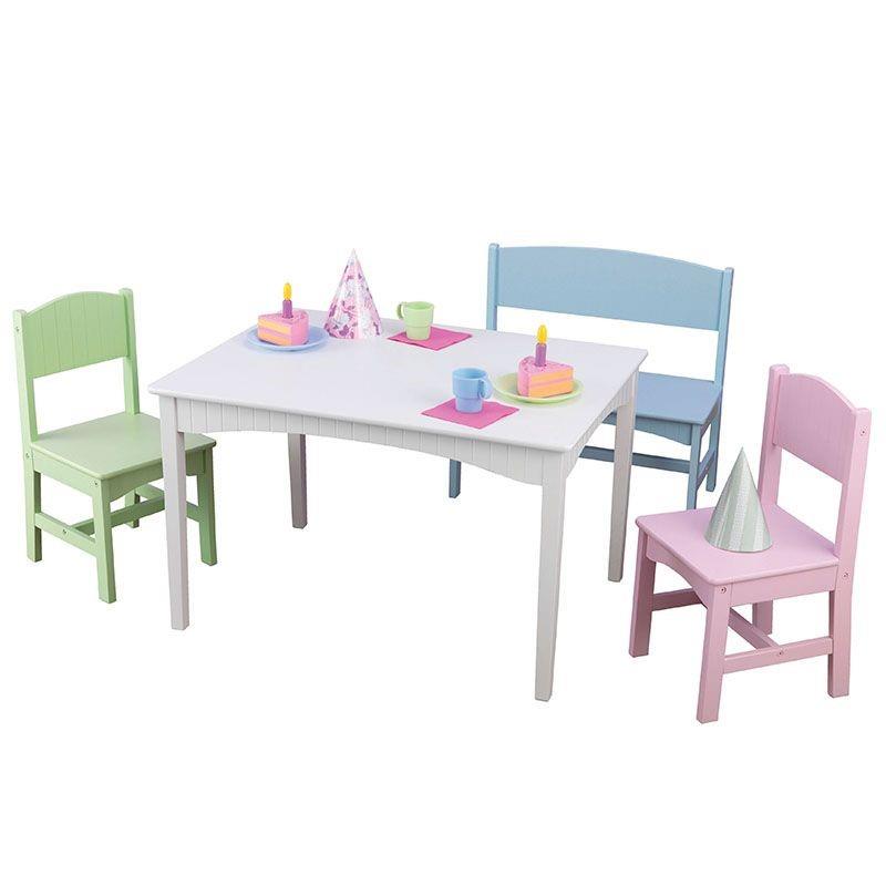 Τραπεζαρία KidKraft Nantucket Table with Bench 2 Chair Set