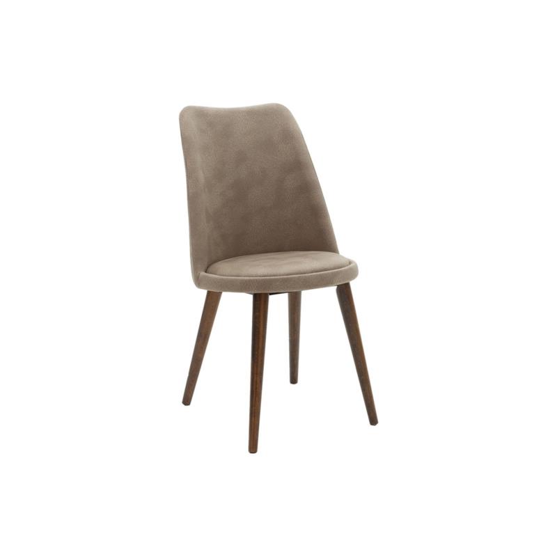 Καρέκλα "NETTIE" από ύφασμα/ξύλο σε μόκα antique/καρυδί χρώμα 46x44x86