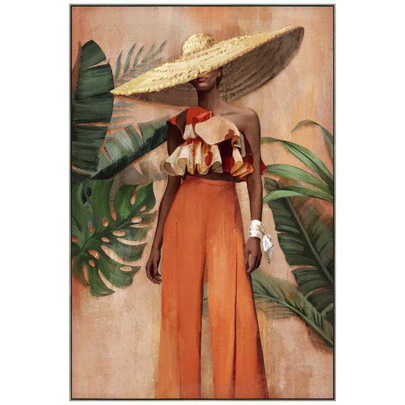 Πίνακας ελαιογραφίας με γυναίκα σε κορνίζα πολύχρωμος 82x122