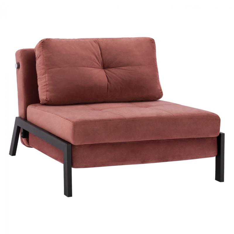 Πολυθρόνα κρεβάτι από μέταλλο/ύφασμα σε χρώμα σάπιο μήλο/μαύρο 95x92x66