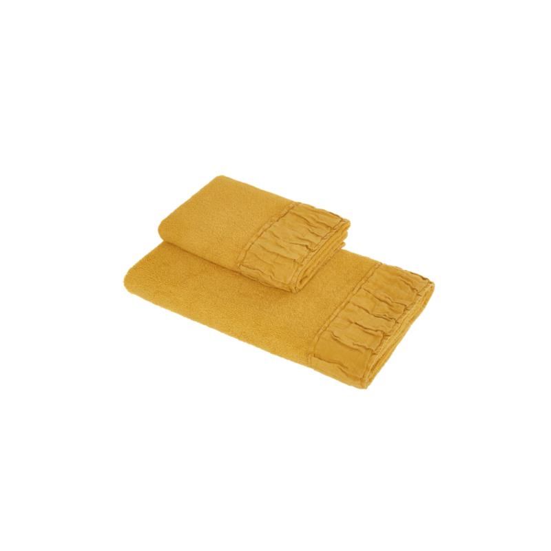 Coincasa πετσέτα προσώπου με πλισέ λεπτομέρεια 100 x 50 cm - 007141873 Κίτρινο