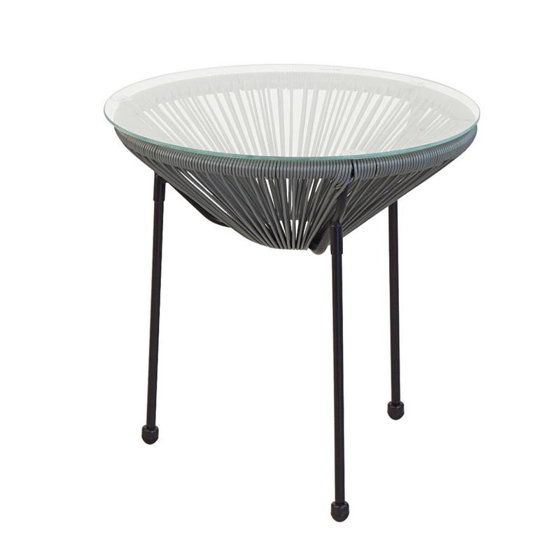 Τραπεζάκι ACAPULCO Μαύρο/Γκρι Μέταλλο/Rattan Φ50x50cm