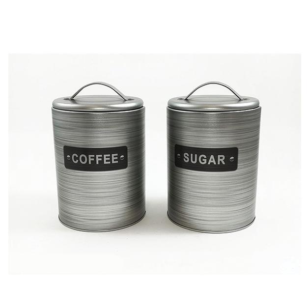 Σετ 2 μεταλλικά βάζα γκρι για καφέ και ζάχαρη [77695263] - General Trade