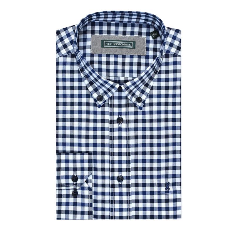 The Bostonians ανδρικό πουκάμισο με καρό σχέδιο Button down - AACH8035 - Μπλε