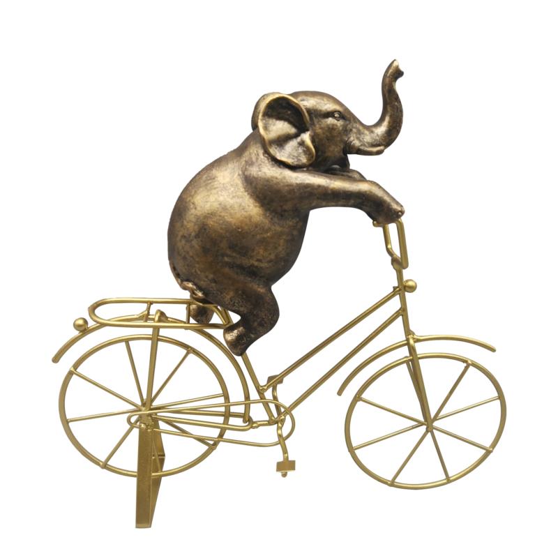 Διακοσμητικός Επιτραπέζιος Ελέφαντας Σε Ποδήλατο Polyresin Χρυσό ESPIEL 26,5x6x23εκ. FIG202 (Υλικό: Polyresin, Χρώμα: Χρυσό ) - ESPIEL - FIG202