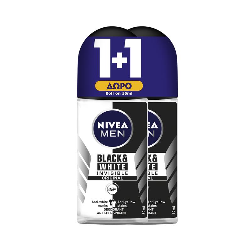 NIVEA NIVEA MEN DEO BLACK & WHITE INVISIBLE ORIGINAL ROLL-ON 1+1 | 2x50ml