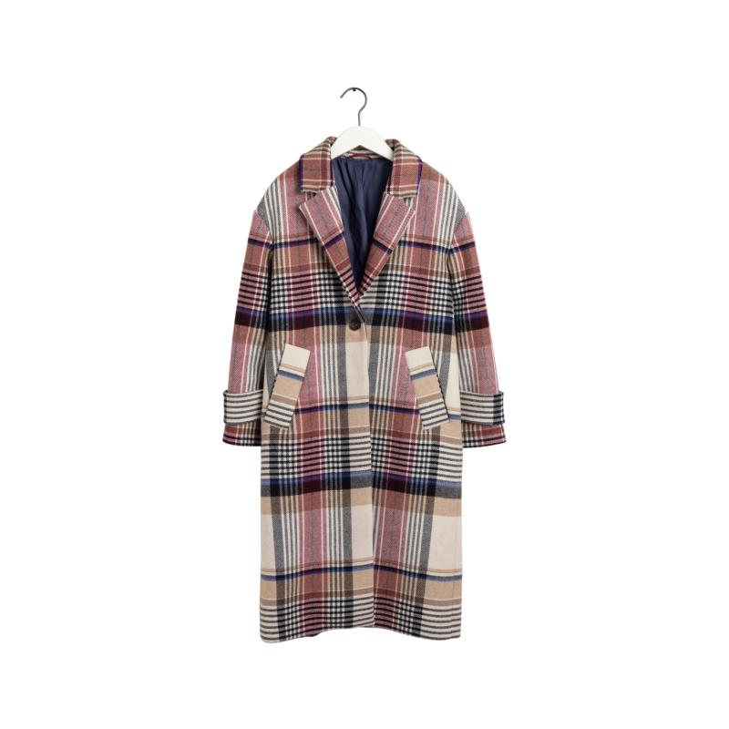 Gant γυναικείο μάλλινο παλτό με καρό σχέδιο "Checked Overcoat" - 4751024 - Μπεζ
