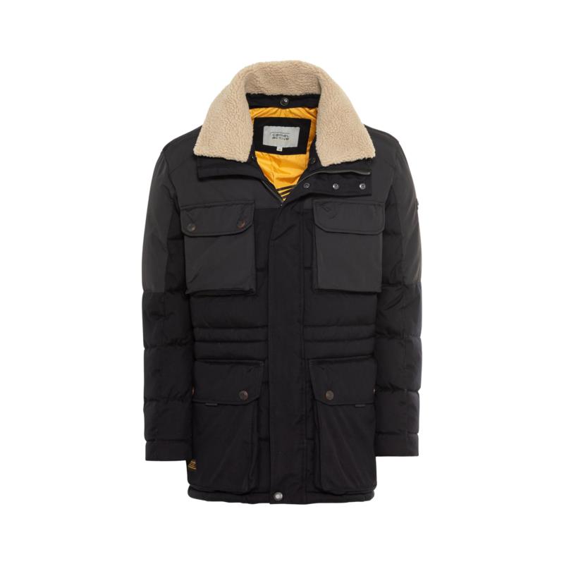 Camel Active ανδρικό μπουφάν με faux γούνα στο γιακά και τσέπες - C12-420120-6U94 - Μαύρο