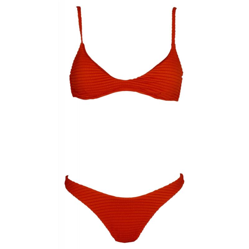 Γυναικείο set μαγιό top τρίγωνο ενισχυμένο Bikini brazillian. Καλύπτει B Cup. Swimwear Collection. COPPER