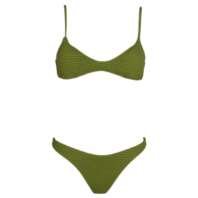 Γυναικείο set μαγιό top τρίγωνο ενισχυμένο Bikini brazillian. Καλύπτει B Cup. Swimwear Collection. ΠΡΑΣΙΝΟ