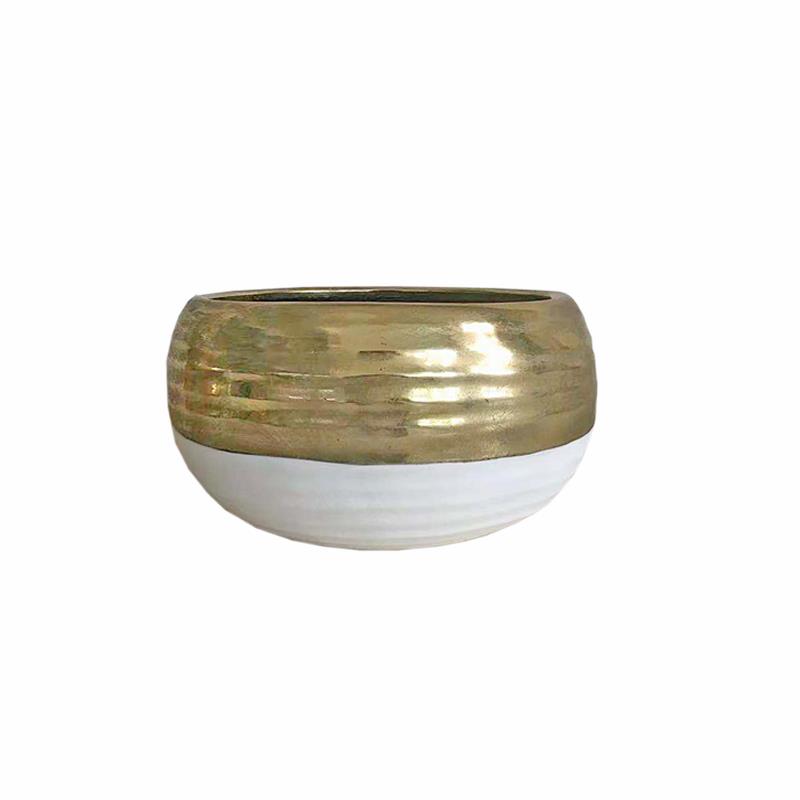 Διακοσμητικό Μπωλ Κεραμικό Χρυσό-Λευκό Art Et Lumiere 23,5x12εκ. 10577 (Υλικό: Κεραμικό, Χρώμα: Λευκό) - Art Et Lumiere - lumiere_10577