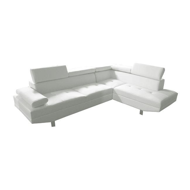 Καναπές με αριστερή γωνία "SECTOR" από PU σε λευκό χρώμα 265x191x82