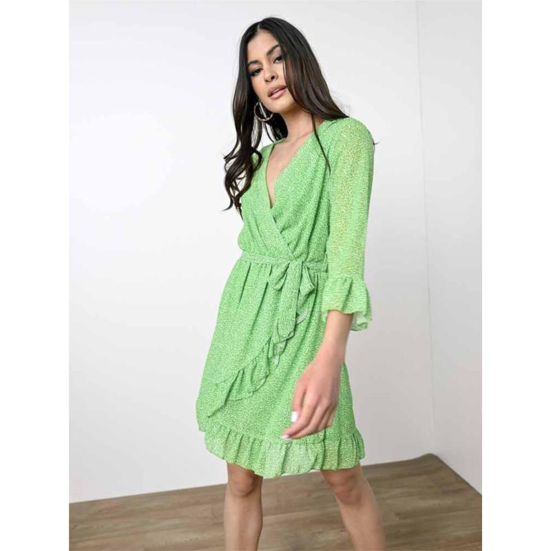 Φόρεμα Mini Κρουαζέ Με Ζώνη Πράσινο- So That