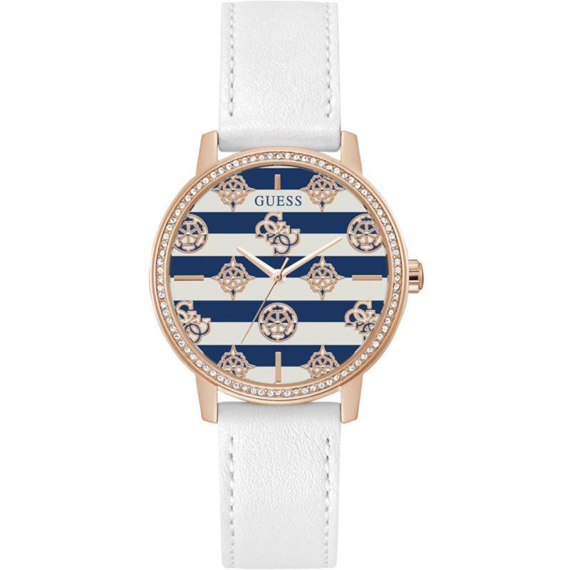 GUESS Marina Ladies - GW0398L2, Rose Gold case with White Leather Strap