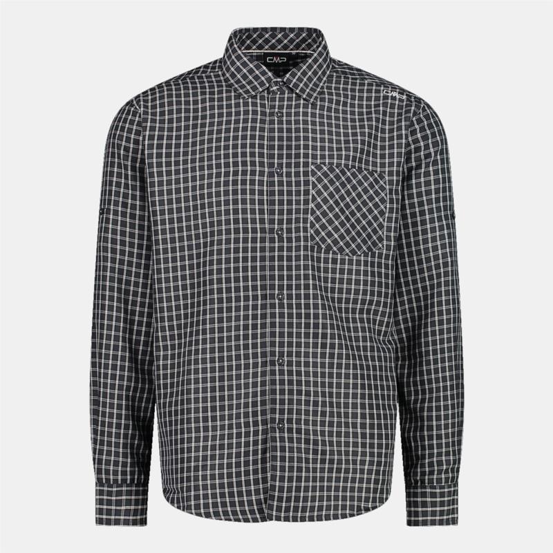 CMP OUTDOOR LONG-SLEEVE CHECKED SHIRT ΓΚΡΙ