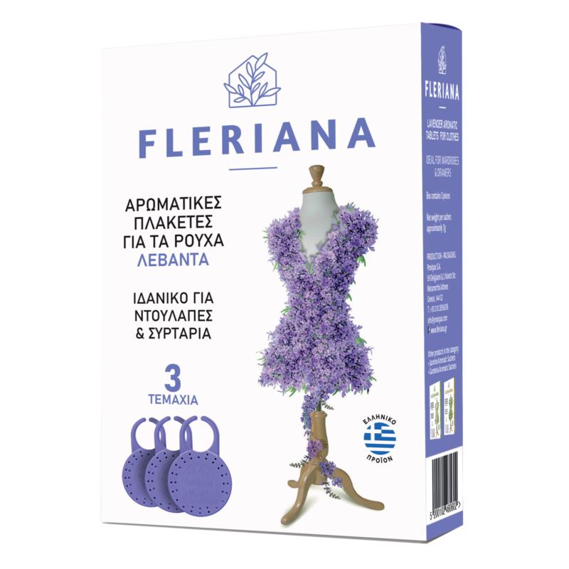 Φυσικό Αρωματικό για τα ρούχα πλακέτα Λεβάντας Fleriana (3τεμ)