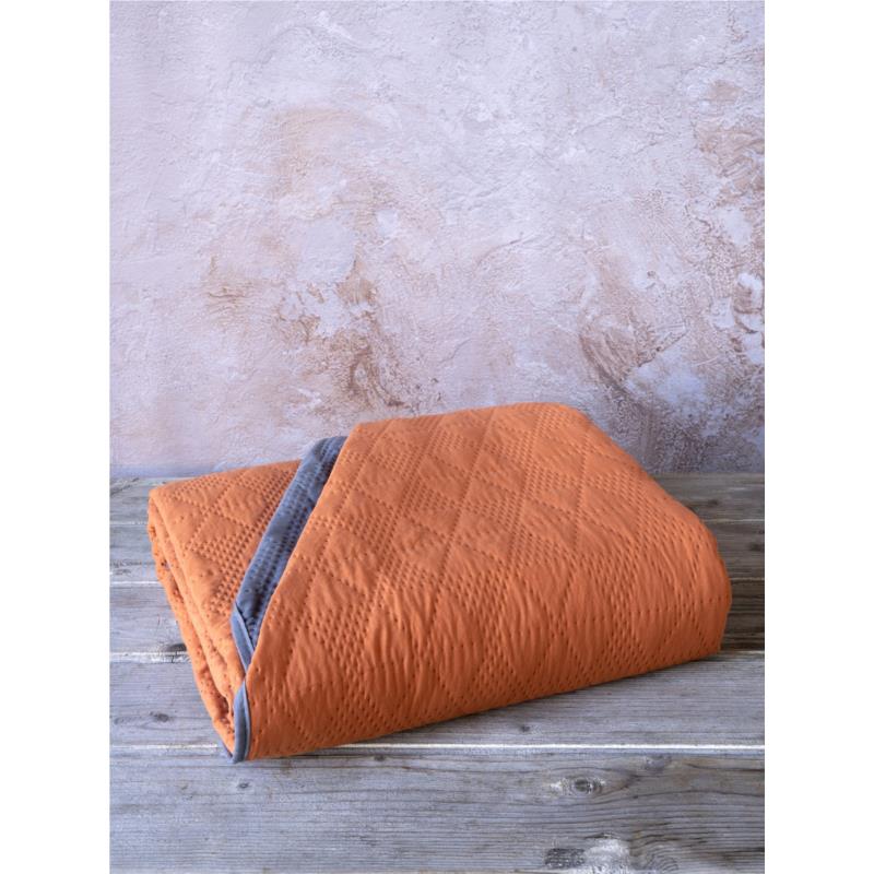NIMA Home Κουβερλί Γίγας 240x260 - Armon Deep Orange/Dark Gray Πορτοκαλί, Γκρι
