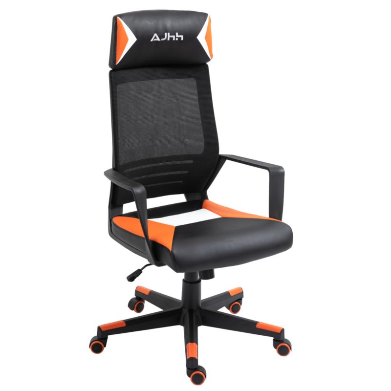 Καρέκλα Γραφείου Gaming ATHY Μαύρο/Πορτοκαλί PVC/Mesh 62x52x115-120cm
