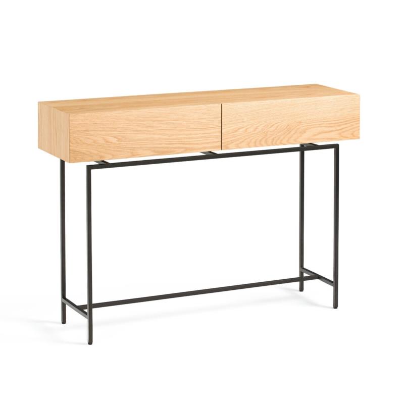 Κονσόλα με 2 συρτάρια από ξύλο δρυ Π110xΥ77cm