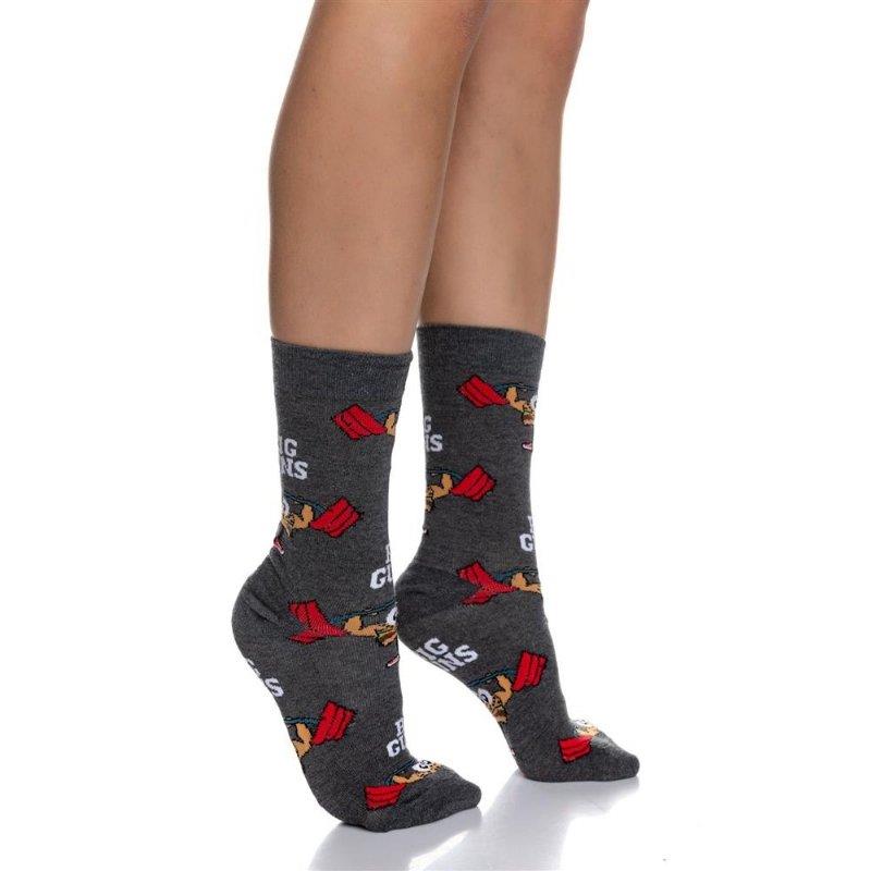Γυναικεία κάλτσα βαμβακερή με σχέδιο Χαμπουργερ | 24-3 ΑΝΘΡΑΚΙ