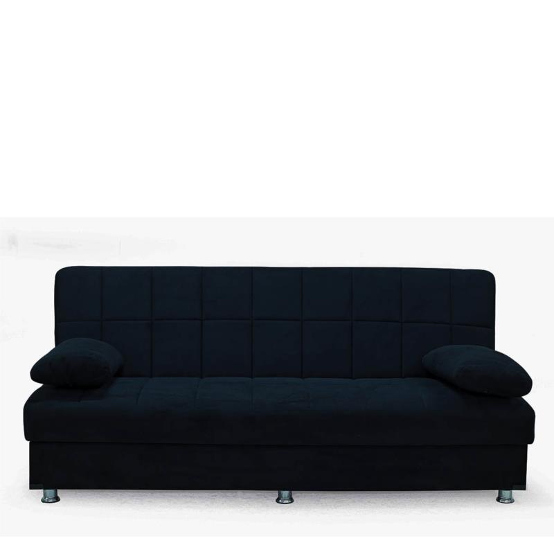 Καναπές Κρεβάτι Τριθέσιος LAURA ΙΙ Μαύρο 190x75x80cm